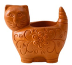 Подсвечник гипсовый Sima-Land, 8,5×9,5×6,5 см, «Кошка с орнаментом», цвет красной глины