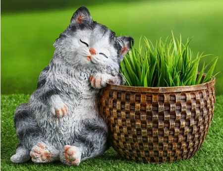 Кашпо фигурное цветочное полистоун «Котенок спящий», 23*18 см, серый Кашпо фигурное цветочное полистоун «Котенок спящий», 23*18 см, серый