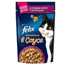 Корм влажный Purina Felix Sensations (для взрослых кошек), 75 г, с уткой и морковью в соусе