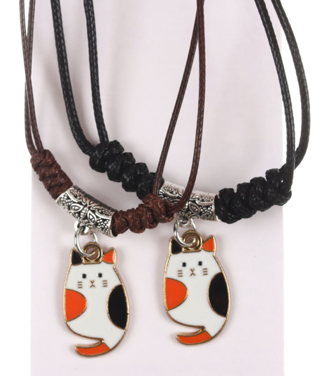 Кулоны «Неразлучники», 43 см, «Коты пятнистые», цветные в золоте