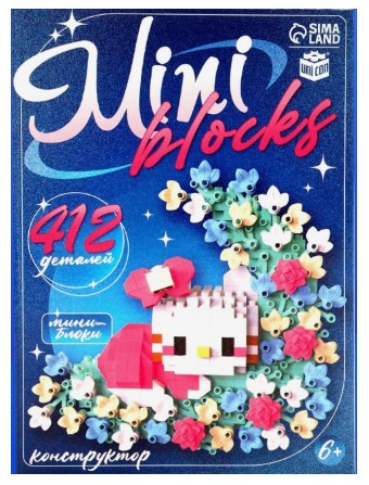Игра-конструктор Unicon «Котик в цветах», 412 деталей