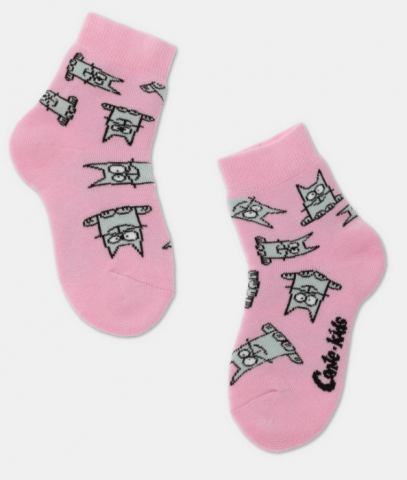 Носки детские махровые с рисунками Sof-Tiki Cats размер 14, светло-розовые