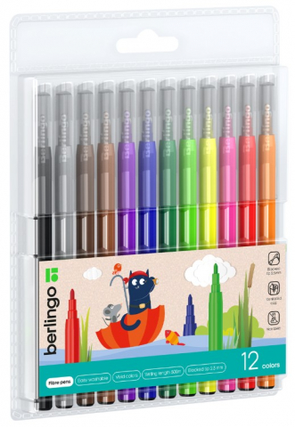 Фломастеры Berlingo «Жил-был кот» 12 цветов, толщина линии 1-2 мм, вентилируемый колпачок