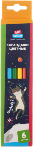 Карандаши цветные ArtSpace «Космонавты», 6 цветов, длина 175 мм