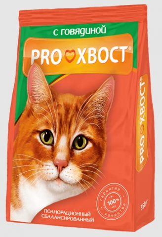 Корм сухой ProХвост (для взрослых кошек), 350 г, говядина