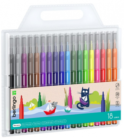 Фломастеры Berlingo «Жил-был кот», 18 цветов, толщина линии 1-2 мм, вентилируемый колпачок