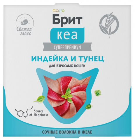 Корм влажный «Брит Кеа» (для взрослых кошек) 75 г, «Индейка и тунец в желе» Корм влажный «Брит Кеа» (для взрослых кошек) 75 г, «Индейка и тунец в желе»
