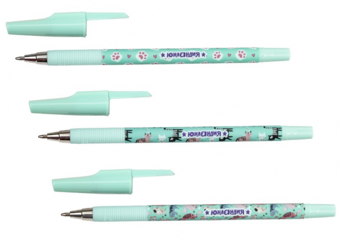 Ручка шариковая «Юнландия» Soft Touch Print Glamour Cat, корпус ассорти, стержень синий