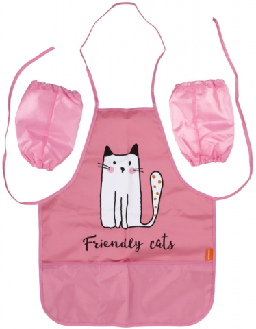Фартук для труда с нарукавниками №1School, 490*390 мм, Friendly Cats