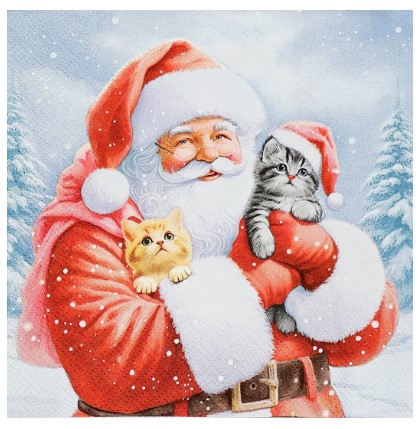 Салфетки сервировочные Sima-Land, 33*33 см, 20 шт., «Дед Мороз и котята» Салфетки сервировочные Sima-Land, 33*33 см, 20 шт., «Дед Мороз и котята»