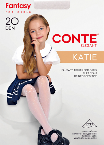 Колготки детские полиамидные Conte Elegant размер 128-134, Katie Bianco (20DEN) Колготки детские полиамидные Conte Elegant размер 128-134, Katie Bianco (20DEN)