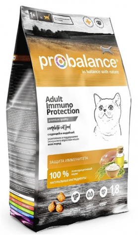 Корм сухой ProBalance Adult Immuno Protection (для взрослых кошек), 1,8 кг, курица и индейка