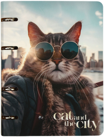 Тетрадь общая А5, 100 л. на кольцах Meshu, 160*215 мм, Cat And The City