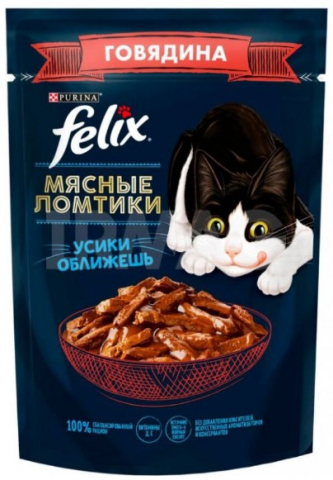 Корм влажный Purina Felix «Мясные ломтики», 75 г, говядина