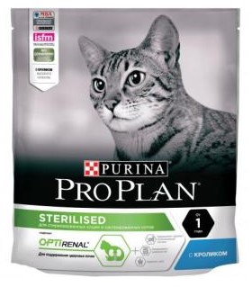 Корм сухой Purina Pro Plan Sterilised (для взрослых кошек кастрированных и стерилизованных с чувствительным пищеварением), 400 г, «Кролик»