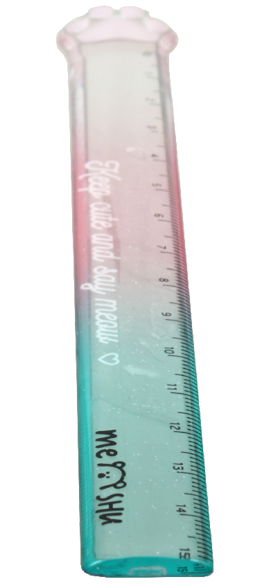 Линейка пластиковая Meshu, 15 см, Paw, градиент