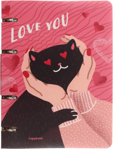 Тетрадь общая А5, 100 л. на кольцах Cute&Funny, 160*210 мм, клетка, «Котенька»