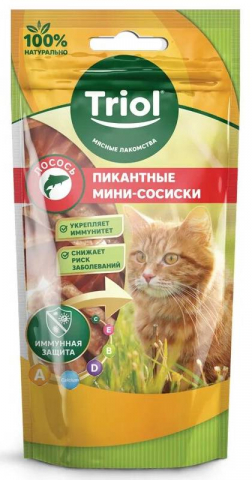Мини-сосиски пикантные для кошек Triol (лакомства), 50 г, из лосося