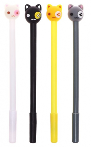 Ручка-прикол гелевая Calligrata «Кошка», корпус ассорти, стержень синий