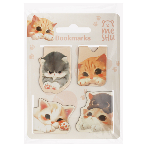 Закладки магнитные для книг Meshu 4 шт., Cute Kittens