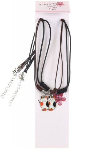 Кулоны «Неразлучники», 43 см, «Коты пятнистые», цветные в золоте