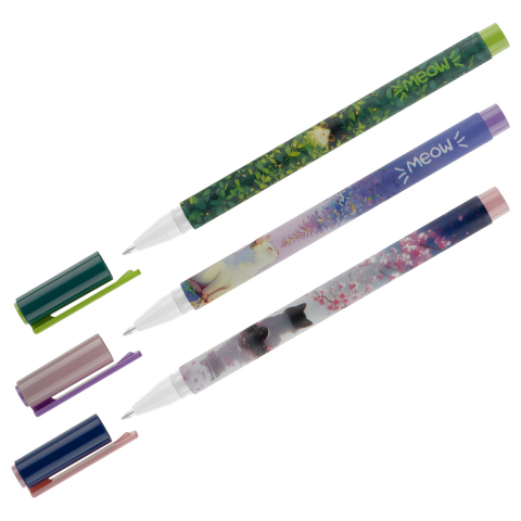 Ручка шариковая Meshu Meow Spring, корпус ассорти, стержень синий