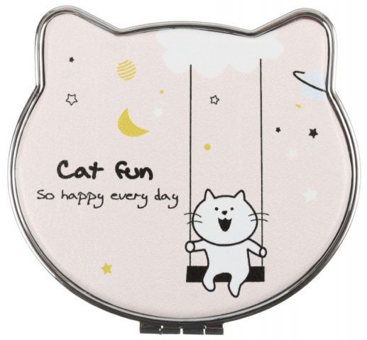 Зеркало карманное складное Meshu 78×80 мм, Cat Fun