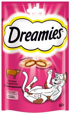Лакомство для кошек Dreamies (для взрослых кошек) 60 г, «Говядина»