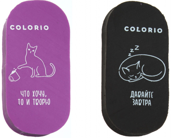 Ластик Colorio 60×28 мм, овальный, ассорти Ластик Colorio 60×28 мм, овальный, ассорти