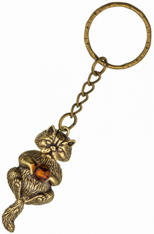 Брелок «СувенирАрт», «Кот с шариком» (коньячный)