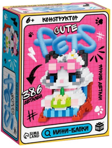 Игра-конструктор Unicon «Cute Pets. Котик с тортиком», 386 деталей