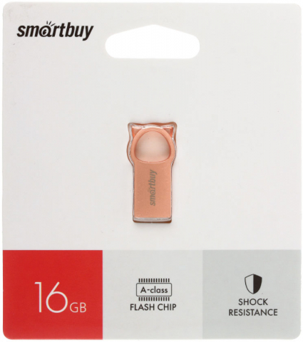 Флеш-накопитель SmartBuy Metal Kitty 16 Gb, корпус «розовый металлик»