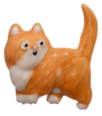 Брошь «Кот» домашний, 3,5*3 см, цвет бело-коричневый с золотистым