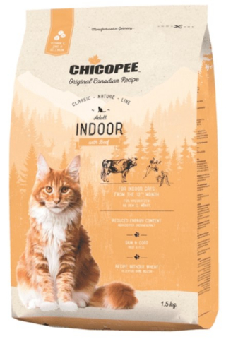Корм сухой Chicopee CNL Indoor (для кошек домашнего содержания), 1,5 кг, с говядиной