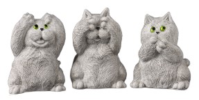 Набор фигурок гипсовых «Три кота: ничего не вижу, не слышу, не говорю», 7 см, серый