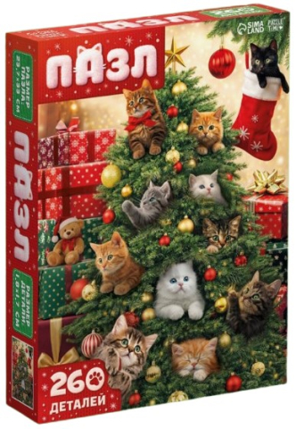 Пазлы детские Sima-Land 23,7×30 см, 260 элементов, «Новогодние котики», 8+