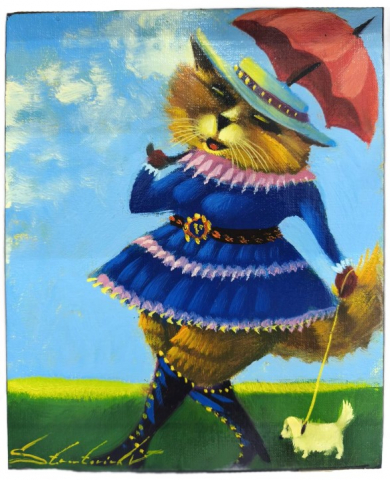 Картина «Летняя прогулка» (Стратович В.В.), 30*25 см, холст, масло