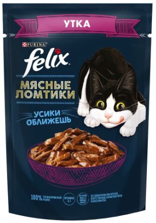 Корм влажный Purina Felix «Мясные ломтики» 75 г, утка