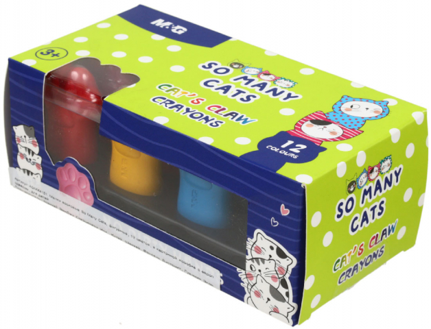 Мелки восковые M&G So Many Cats 12 цветов, 12 шт.