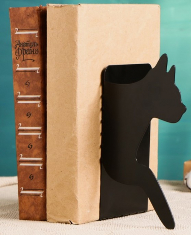 Подставка-ограничитель для книг «Кошки» 7×8×16 см, «Кот» черный