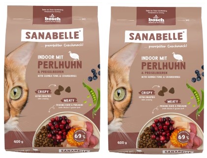 Корм сухой Bosch Sanabelle Indoor (для кошек, живущих в помещении), 2 шт., 400 г, «Цесарка» Корм сухой Bosch Sanabelle Indoor (для кошек, живущих в помещении), 2 шт., 400 г, «Цесарка»