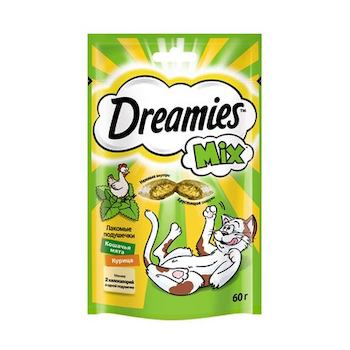 Лакомство для кошек Dreamies (для взрослых кошек) 60 г, «Курица, кошачья мята»