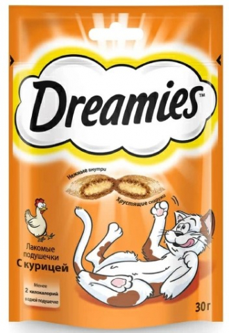 Лакомство для кошек Dreamies (для взрослых кошек), 30 г, «Курица»