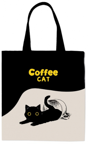 Шопер (сумка) Meshu с карманом 330×400 мм, Coffee Cat