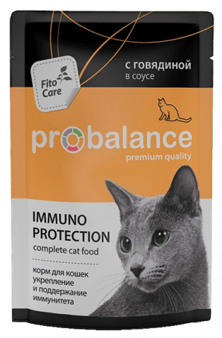 Корм влажный ProBalance Immuno Protection (для взрослых кошек) 85 г, говядина в соусе