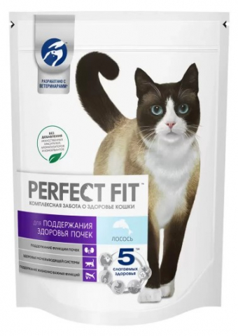 Корм сухой Perfect Fit (для взрослых кошек, для поддержания здоровья почек), 650 г, «Лосось»