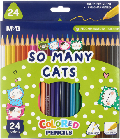 Карандаши цветные So Many Cats, 24 цвета, длина 175 мм