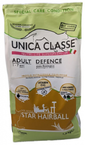 Корм сухой Unica Classe Adult In-Home Luxury Hairball (для взрослых кошек), 1,5 кг, с курицей