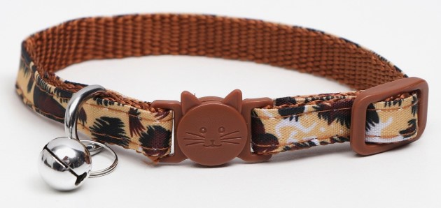 Ошейник кошачий с пряжкой в форме кошки 26×1 см, бежевый