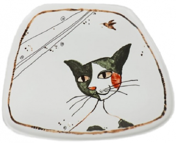 Блюдо сервировочное фарфоровое «Коты-аристократы» 22×18×1,8 см